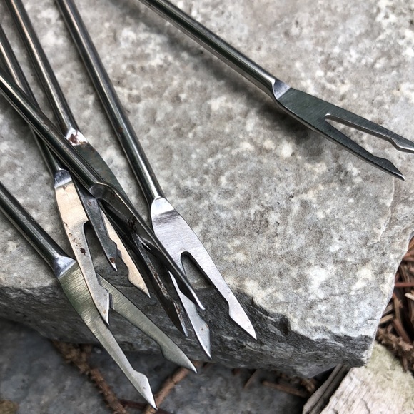 Set of Six Fondue Forks-Gently Used-Vintage Item-Wooden Handles - Picture 5 of 10